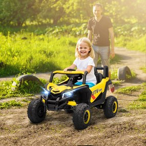 Carro elétrico infantil UTV de 12 V, buggy elétrico infantil com controlo remoto, 96 x 61 x 56 cm, amarelo