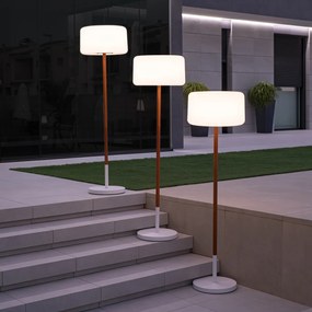 Candeeiro de pé de exterior branco com LED recarregável solar regulável IP65 - Chloe Plant
