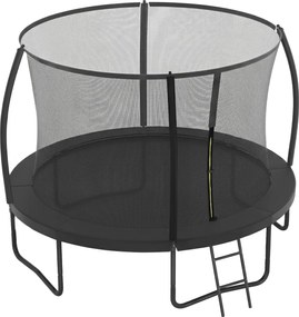 Trampolim jardim 366 cm (diâmetro) com rede de segurança para crianças, varas curvas Preto