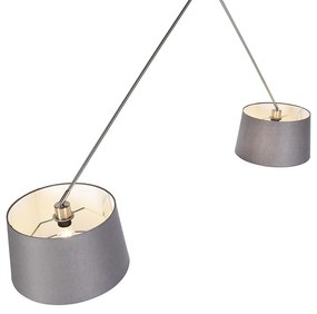 Candeeiro de suspensão com tons de linho cinzento escuro 35 cm - aço Blitz II Moderno