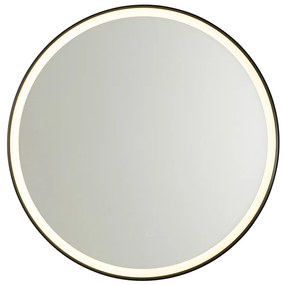 Espelho de casa de banho preto 70 cm incl. LED regulável em 3 níveis com toque redondo - Miral