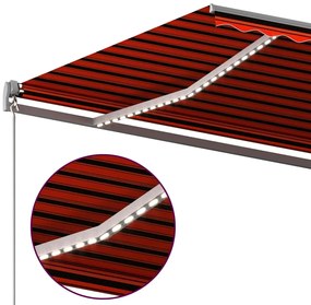 Toldo autom. LED e sensor de vento 600x350 cm laranja /castanho