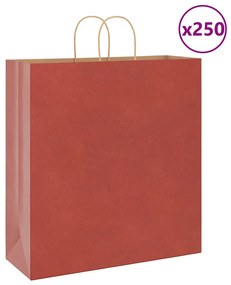 vidaXL Sacos de papel 250 unid com alças vermelhas 45x17x48 cm