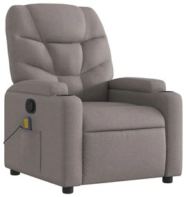 Poltrona de massagens reclinável tecido cinzento-acastanhado