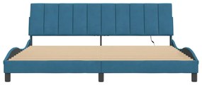 Estrutura de cama c/ luzes LED 200x200 cm veludo azul