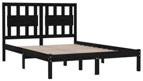 Estrutura de cama 140x190 cm madeira de pinho maciça preto