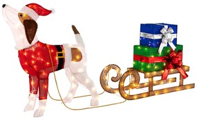 Decoração de Natal iluminadas Cão de trenó e caixa de presente de Natal Combo com 170 luzes LED Multicolorido
