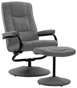 Cadeira reclinável com apoio de pés tecido cinzento-claro - 183439