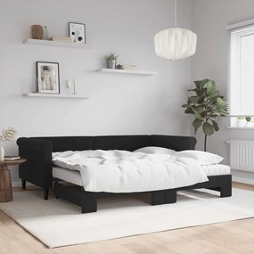 vidaXL Sofá-cama com gavetão e colchões 90x190 cm veludo preto