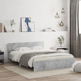 vidaXL Estrutura de cama com cabeceira 140x200 cm cinzento cimento