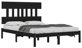 Estrutura de cama 140x200 cm madeira maciça preto