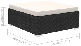 Conjunto Lounge de Jardim Ives em Vime Preto - 2 Sofás e Mesa de Centr