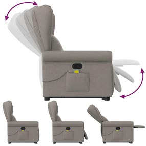 Poltrona elevatória de massagens tecido cinzento-acastanhado
