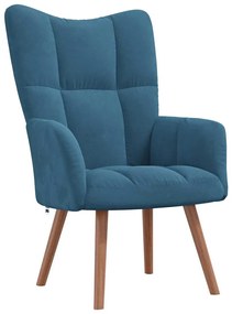 Cadeira de descanso com banco veludo azul