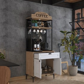 Armário Alto de Cozinha "Avellano" - Nogueira e Branco - 70x170.4x40cm