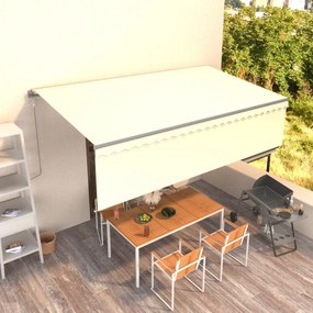 vidaXL Toldo retrátil automático com estore 5x3 m cor creme
