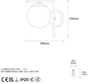 Candeeiro de Parede 7142 – Antigo – 15 x 28 x 23 cm