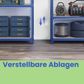 Estante de armazenamento garagem, escritório 200 x 100 x 50 cm azul