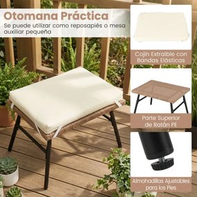 Cadeira Ovo Jardim em Rattan PE com pufe para Apoio para os pés Extragrande Castanho Misto