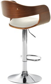 Banco de bar Kingston em couro sintético 50 x 88-102 x 48 cm Nogueira + Branco