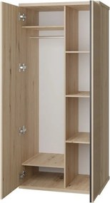 Roupeiro Venmava 100, Preto, Carvalho Artisan, 191x86x58cm, 69 kg, Portas para roupeiro: Com dobradiças, Número de prateleiras: 4, Número de prateleiras: 4