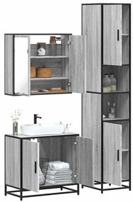 3 pcs Conjunto móveis casa de banho madeira proc. cinza sonoma