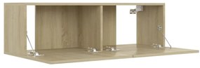 3 pcs conjunto móveis de TV derivados madeira carvalho sonoma
