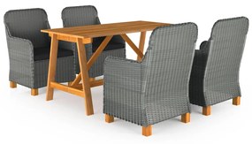 vidaXL 5 pcs conjunto de jantar para jardim cinzento-claro