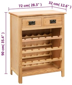 Armário para vinhos 72x32x90 cm madeira carvalho maciça