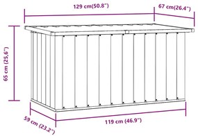 Caixa de arrumação para jardim 129x67x65 cm castanho