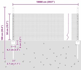 Cerca de Arame Soldado com 44 Estacas Cinza 0.5x100 m Aço