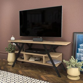 Móvel TV Minerva – Preto e Carvalho – 120x35x55 cm