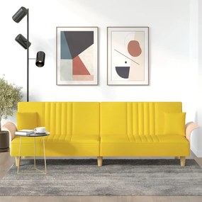 vidaXL Sofá-cama com apoio de braços tecido amarelo-claro
