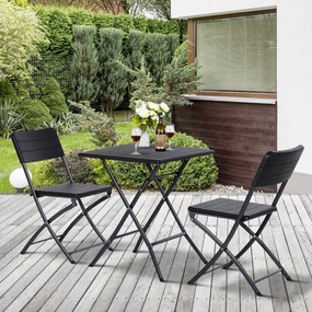 Conjunto de móveis de jardim 3 peças de mesa e cadeiras dobráveis para exterior