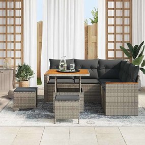 Conjunto de Sofá de Jardim com 8 Peças e Almofadas Cinzas