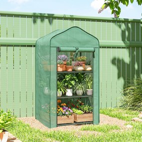 Estufa de jardim  59 x 39 x 127 cm com prateleiras de 3 níveis, estufa de varanda, lona reforçada com PE, estrutura em aço,, verde