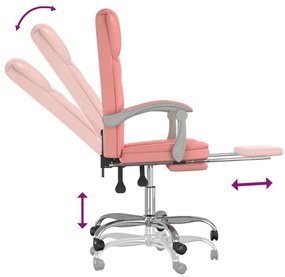 Cadeira de escritório reclinável couro artificial rosa
