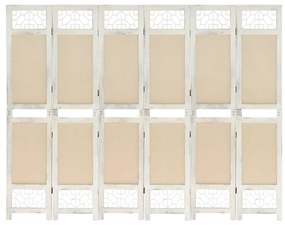 vidaXL Biombo com 6 painéis 210x165 cm tecido cor creme