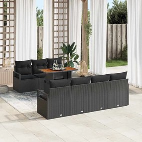 vidaXL Conjunto de Sofás de Jardim com almofada Manual 8 pcs Preto 6 lugares
