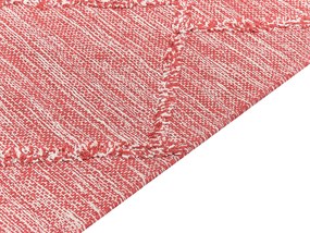 Tapete em algodão vermelho e branco 80 x 150 cm NIGDE Beliani