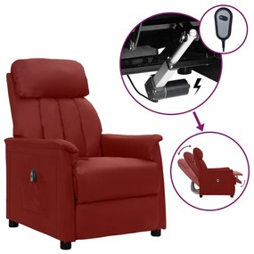 vidaXL Poltrona reclinável elétrica couro artificial vermelho tinto