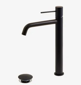Conjunto De Torneira De Pia De Latão Click-clack E Válvula De Drenagem Orveta Preto Mate & ?30 Cm & Válvula Com Transbordo - Sklum