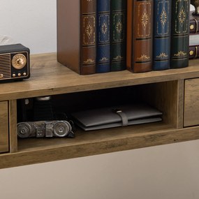 HOMCOM Consola Móvel de Entrada com 2 Gavetas Prateleira Aberta e Pés de Aço para Sala de Estar Corredor Estilo Moderno 120x29x79cm Madeira e Bronze