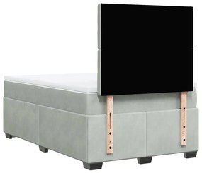 Cama boxspring com colchão 120x190 cm veludo cinzento-claro