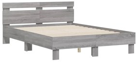 Estrutura de cama c/ cabeceira derivados madeira cinza sonoma