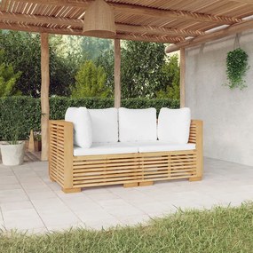 vidaXL Sofás de canto para jardim com almofadões 2 pcs teca maciça