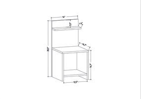 Mesa de Cabeceira Ullman – Branco – 35,6 x 37,4 x 72 cm