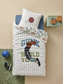 Conjunto de capa de edredão e fronha BASKET, com algodão reciclado, para criança cru