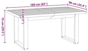 Mesa de jantar NOAIN Pernas em forma U 160x90x75cm pinho maciço