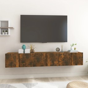 vidaXL Móveis de TV para parede 3 pcs 60x30x30 cm cor carvalho fumado